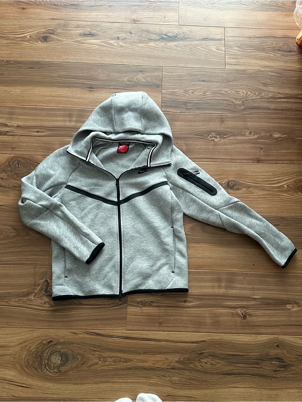 Nike Tech Men’s Light Gray Hoodie with Black Trim